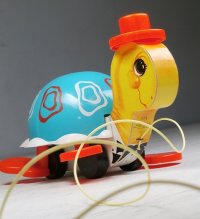  Fisher・Price   フィッシャープライス  プルトイ  チップ・トゥ・タートル   #773  Wooden &Plastic Pull Toy Tip Toe Turtle  1962