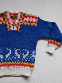 Cildren's Clothing Sweater  キッズセーター  シカ模様/ホック付  サイズ：6〜8歳/130cm 