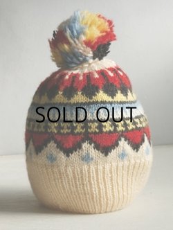 画像1: Cildren's Clothing knitted hat/Beanie  ニット帽 子供用ボンボン　サイズ：L21×W17(cm)