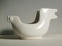 画像1: 陶器製 ハト型花器 