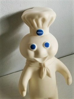 画像1: Pillsbury Dough Boy  7"Rubber Figurine Doll  1971　 ピルズベリー社 ドゥボーイ　ソフビ人形 