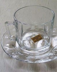 カップ＆ソーサー  french arcoroc  verre trempé/toughened glass  フランス製  アルコロック 強化ガラス  クリアー