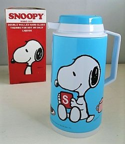 画像1: SNOOPY   HAND JUG 1LITTLE   スヌーピー＆ウッドストック　 color: みずいろ  卓上用魔法瓶 1リットル仕様  