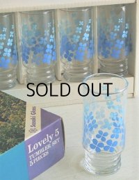 Sasaki Glass  "Lovely 5" TUMBLER SET 5 PICES  グラスタンブラー5個セット  四葉のクローバー　color: ブルー　 size: ｔopØ6.4×H14×underØ5.3(cm)