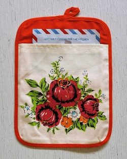 画像1: COTTON FASHIONS FOR THE KITCHEN　 Kitchen bag　 クッキングカード・キッチンメモ入れ・状差し　 花柄（バラ）　