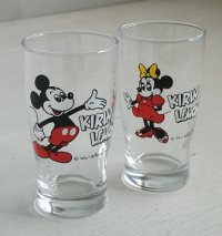 KIRIN LEMON  ミッキーマウス、ミニーマウス  ノベルティディズニーグラス  Walt Disney Productions  2pc set