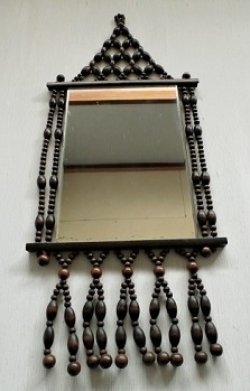 画像1: ウッドビーズ/木製珠　 壁掛け鏡/ミラー