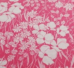 画像1: 生地/布  花柄・フラワープリント  ピンク＆ホワイト  約120×150(cm)