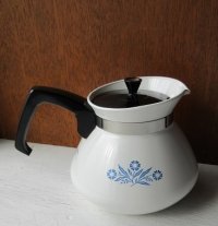 CORNING WARE   コーニングウェア   ティポット(6 Cup)  "コーンフラワー"  ティーストレーナー、ポットマット付　