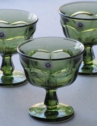 SASAKI GLASSWARE  サンデー/アイスクリーム/デザートグラス  アボカドグリーン  各1個 (A,B,C)