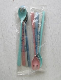 画像1: TUPPERWARE タッパーウェア  先割ロングスプーン  Fork O Spoon  フォーク・オー・スプーン・ロング　 （アースカラー）  4pcセット  各1セット　