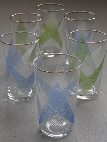 SASAKI GLASS 幾何学模様 ラバープリントグラス color: 青/緑