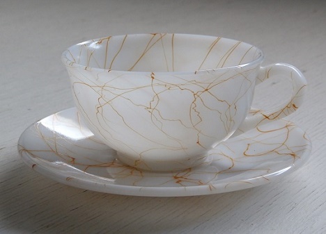 Hazel-Atlas Cup and Saucer Spaghetti String Drizzle/Butterscotch