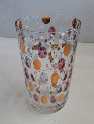 ボヘミアンガラス 花瓶 ウォータードロップ チェコスロバキア