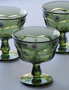 SASAKI GLASSWARE サンデー/アイスクリーム/デザートグラス アボカドグリーン 各1個 (A,B,C)
