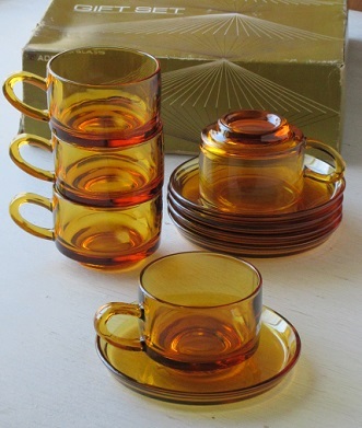 ADERIA GLASS アデリアカラー紅茶セット ABシビーティーカップ5個　ABシビールソーサー5個