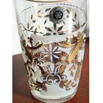 画像: SASAKI GLASS WARE 　ゴールド＆ホワイト フラワーモチーフ　プリントグラス　各1個