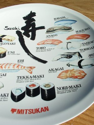 画像1: MITSUKAN　  メラミンウェア大皿  寿し/SUSHI    イラスト＆英語表記　 