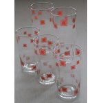 画像: 50's Libby Glass 幾何学模様 グラス　color: ピンク＆ホワイト 　size: L/ S　各1個/セット 　