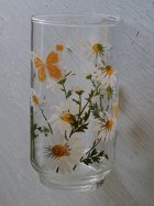 画像: Libbey Glass リビーグラス マーガレット＆バタフライ(蝶）柄　size: Ø6.6× H12.7