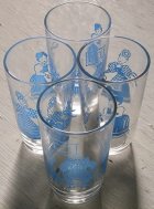 画像: Swanky Swigs "Bustling Betty"(1953)  Kraft Cheese Spread Jars/ Juice Glasses スワンキーグラス ”べティー” color: ブルー　各1個