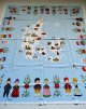 画像: Denmark  linen souvenir tablecloth  ingrid pedersen   デンマーク製　 スーヴェニア　リネン テーブルクロス  男の子、女の子、マップ、花　 size: 80×86(cm)