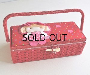 画像1: 裁縫箱/ソーイングボックス　 女の子/ハート　 color: 赤/ピンク   size: L34.5×W15.5×H11 (cm) 　　