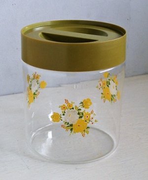 画像1: PYREX WARE  パイレックス　  green-lidded canister /flower prints  MADE IN U.S.A.  