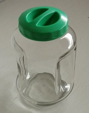 画像1: ガラスキャニスター/ガラス容器/キャンディポット　 蓋：プラスチック系樹脂　グリーン size: Φ13× H20.5(cm)　口径Φ8cm