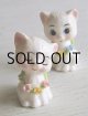 画像: KATO KOGEI  ミニチュア 猫 ペアー置物  BONE CHINA 磁器  size: H4.2cm