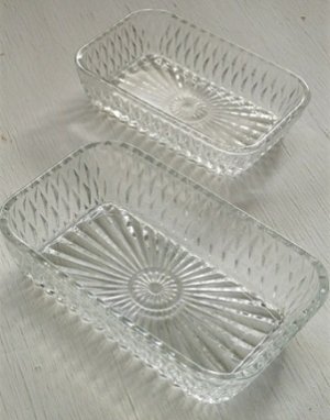 画像1: DURALEX デュラレックス   FRANCE  プレスガラス  レクタングル  小皿/小鉢/キャニスター  2サイズセット