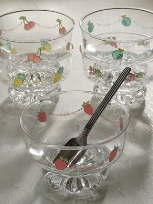 画像1: TOYOガラス  アイスクリームカップ＆スプーンセット（フルーツ）  アイスクリーム５/スプーン 5