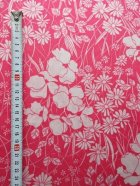 画像: 生地/布 花柄・フラワープリント ピンク＆ホワイト 約120×150(cm)