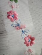 画像: リボン フラワー刺繍 USA  サイズ：4×900(cm)