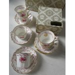 画像: Noritake  Studio Collection   BONE CHINA  ローズ&リボン柄  デミタスカップ＆ソーサー6客セット  