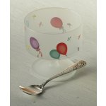 画像: ガラスデザートグラス バルーンプリント スプーン(フラワーデザイン) FRANCE 各1セット